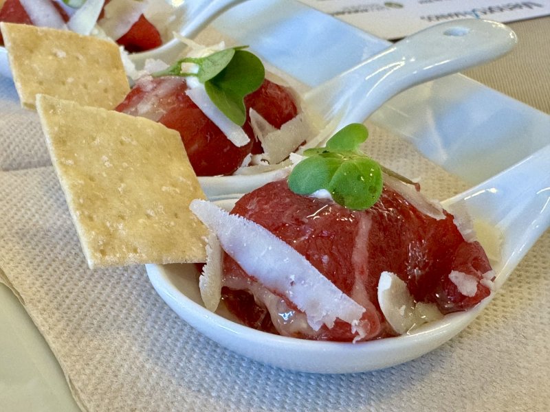 Festival gastronómico el que se vivió ayer mediodía en el Café Balear con un 4 manos que protagonizaron el cocinero Paco Roncero y el ciutadellenc Sergio Villalonga.