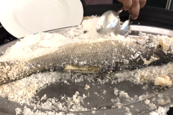 The sea bass in salt at the Bahia restaurant