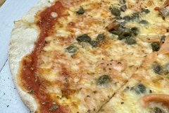 Don Giacomo's salmon and caper pizza