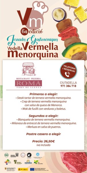 Aquí tens els menús de les Jornades Gastronòmiques Vedella Vermella Menorquina