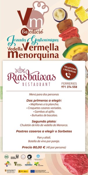 Aquí tens els menús de les Jornades Gastronòmiques Vedella Vermella Menorquina