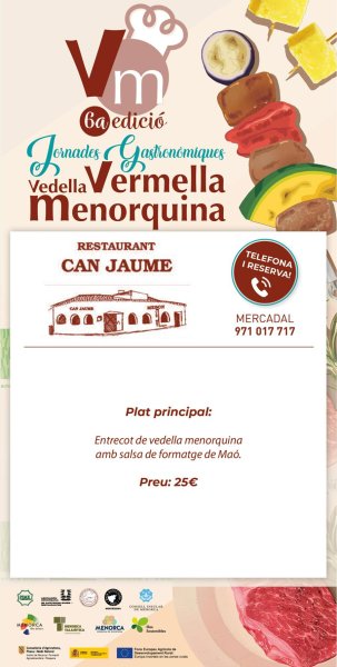 Aquí tens els menús de les Jornades Gastronòmiques Vedella Vermella Menorquina