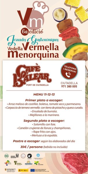 Aquí tens els menús de les Jornades Gastronòmiques Vedella Vermella Menorquina