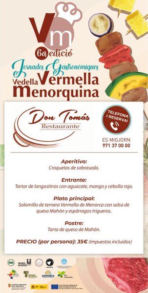 Aquí tens els menús de les Jornades Gastronòmiques Vedella Vermella Menorquina