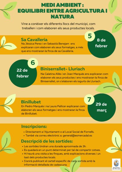 «Medi Ambient: Equilibri entre agricultura i natura», un nou programa de sortides de l’Ajuntament des Mercadal